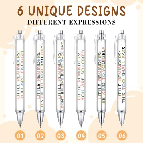 6-Piece Motivational Pen Set, Inspirational Ballpoint Pens for Staff