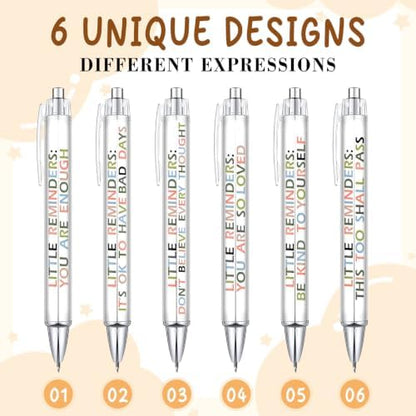 6-Piece Motivational Pen Set, Inspirational Ballpoint Pens for Staff