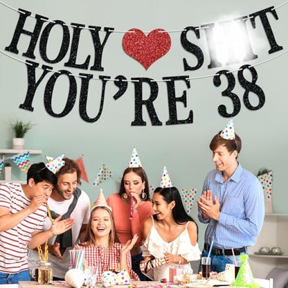 Holy You're 38 Banner - Funny Happy 38th Birthday Bunting Sign, Cheers