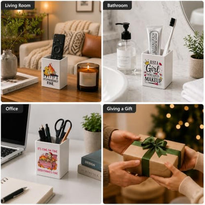 It's A Good Day to Read A Book, Funny White Cosmetic Pencil Pen Holder
