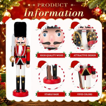 Huwena 4 Pcs Red and Black Mixed Nutcracker 12 Inch