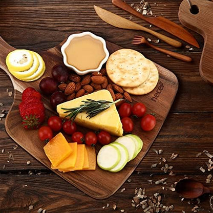 hecef Cheese Board set of 3,a Acacia Wood Cheese Plate, a Knife, a