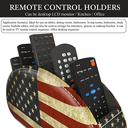 Leather Remote Caddy Desktop Organizer with 5 Spacious Compartments
