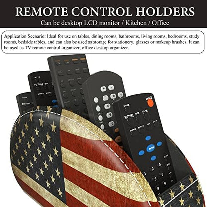 Leather Remote Caddy Desktop Organizer with 5 Spacious Compartments