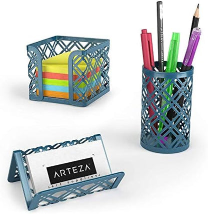 ARTEZA Desk Organizer Set, 6-Piece Dark Green, Includes Pencil Cup