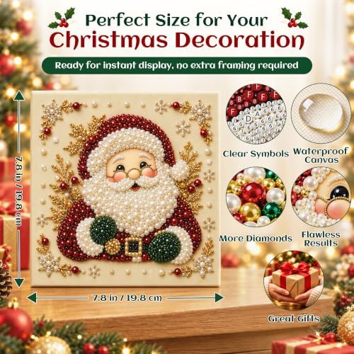 CALLUMR DIY Christmas Pearl Diamond Painting Art Kit with Frame