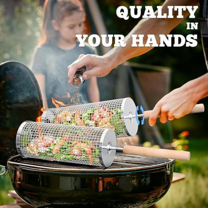 Rolling Grill Basket, Grilling Accessories, Outdoor Camping, Gifts for