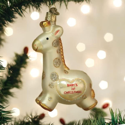 Old World Christmas Baby's Giraffe Glass Blown Ornament for Christmas