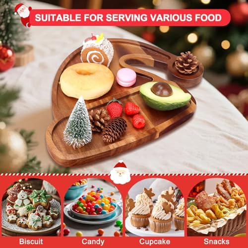 Acacia Wood Christmas Hat Tray Wooden Xmas Decorative Serving Platter