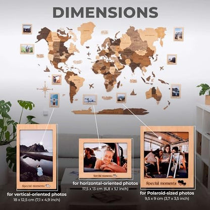 Enjoy The Wood 3D Wooden World Map Wall Art (Photo Frames, Pins)