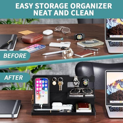 Wood Phone Docking Station, Nightstand Organizer, Birthday Gifts for