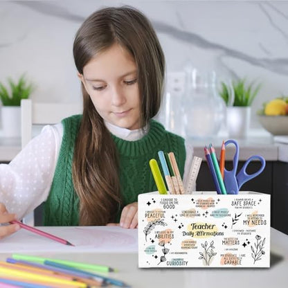 Teacher Daily Affirmation Pen Holder for Desk, Teacher Appreciation