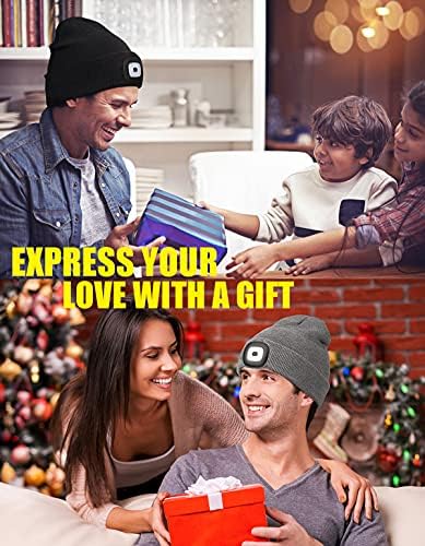 MELASA Unisex Beanie with The Light Hands Free Winter Beanie Gifts for