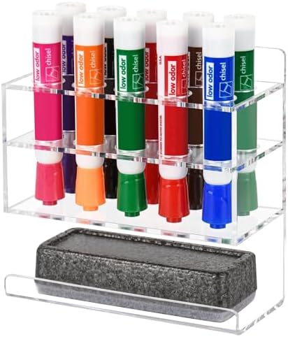 Dry Erase Marker Holder, Wall Mounted Acrylic Marker Holder with 10