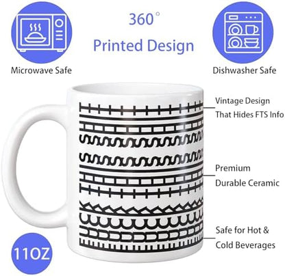 Funny Hidden Message Ceramic Coffee Mug, 11oz, Black Rune Pattern