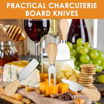 32 Pcs Cheese Knife Set Bulk, Stainless Steel Spreaders Cutters Forks