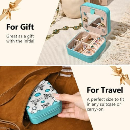 Western Jewelry Box Case Highland Cow Print Travel Jewelry Organizer
