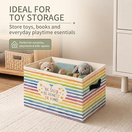 Rainbow Play Room Storage Bins with Handles, Playroom Decor