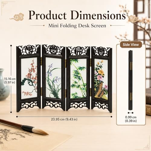 LUOZZY Chinese Mini Panel Divider Tabletop Folding Screen Tiny Room