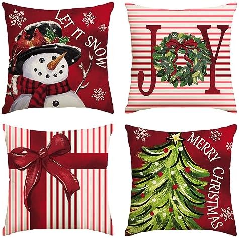 AVOIN colorlife Merry Christmas Let It Snow Joy Stripes Gift Box Red