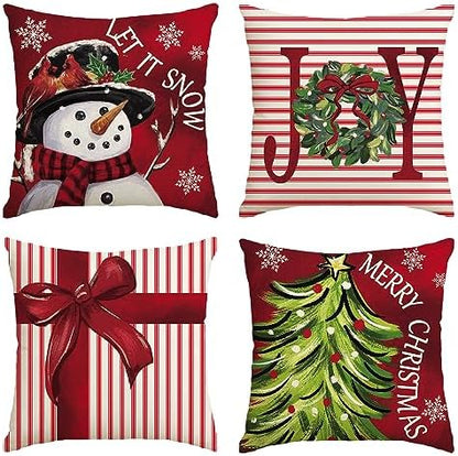 AVOIN colorlife Merry Christmas Let It Snow Joy Stripes Gift Box Red