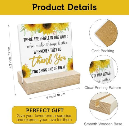 REWIDPARTY Thank You Gifts for Women Men Sunflower Ceramic Sign