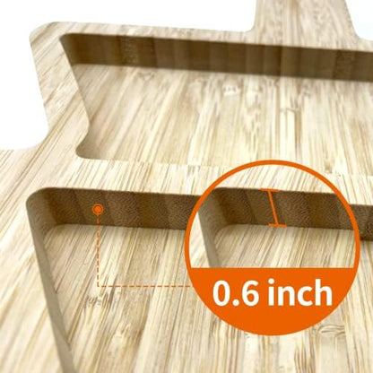 Bamboo Serving Platter, Multiple Spaces Reusable Bamboo Plates, Novel