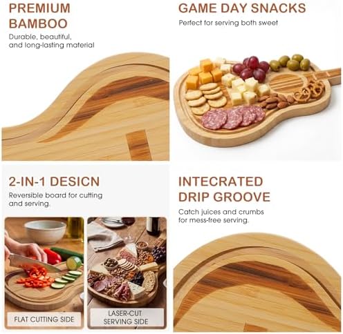 Guitar Cutting Board 12.5 x 7 Inches Music Decorative Charcuterie