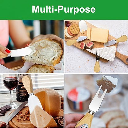 10 Pcs Cheese Knives, Wooden Handle Cheese Knife Set for Charcuterie