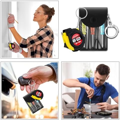 Lasnten 50 Pcs Mini Tape Screwdriver Keychain Set Bulk, Black+Yellow