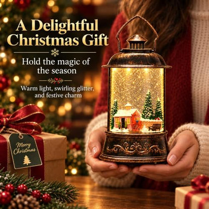 Christmas Snow Globe, Glittering Lighted with Music