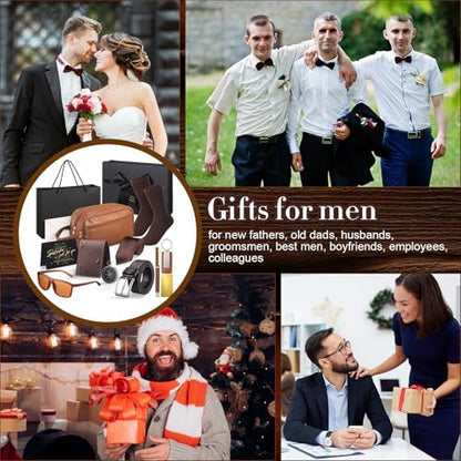 Geyoga 12 Pcs Mens Birthday Gift Set,Wallet Belt Tie Socks Bag