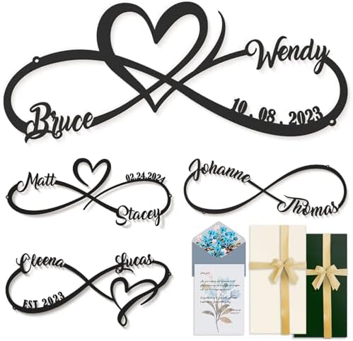 Wedding Gifts for Couples, Personalized Metal Infinity Heart Sign With