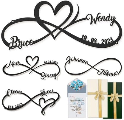 Wedding Gifts for Couples, Personalized Metal Infinity Heart Sign With