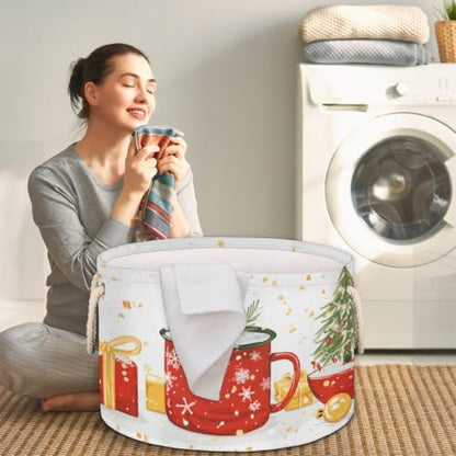 Christmas Tree Mug Gift Large Round Storage Basket, Collapsible