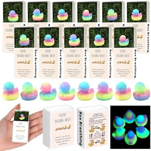 Wonderjune 30 Sets Positive Figures Gifts for Staffs, Luminous Duck
