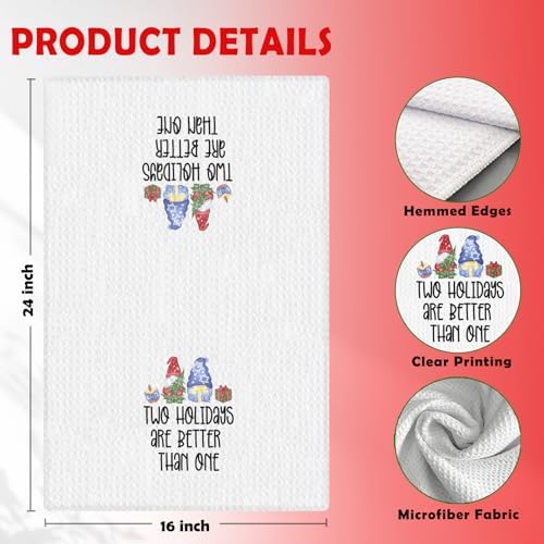 Christmas Hanukkah Gnome Kitchen Dish Towels, Hanukkah Gifts for Women