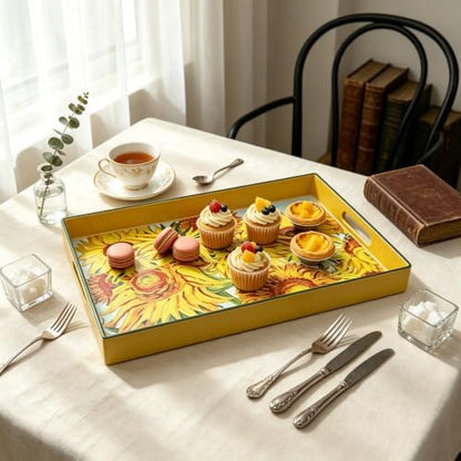 Classic Impressionist Sunflower Decorative Serving Tray, 15.7" x 11.8"