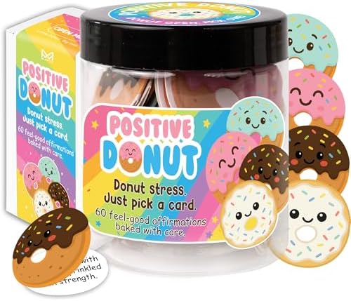 Positive Donut Jar, Funny Pun Gifts for Women, Teens, Coworkers, 60