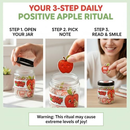 Positive Apple Jar with 60 Daily Affirmation Cards, Emotional Support