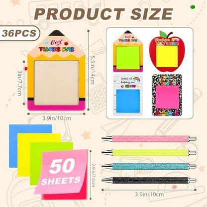 36 Pcs Wood Sticky Note Holder Pencil Set, Christmas Teachers Gifts