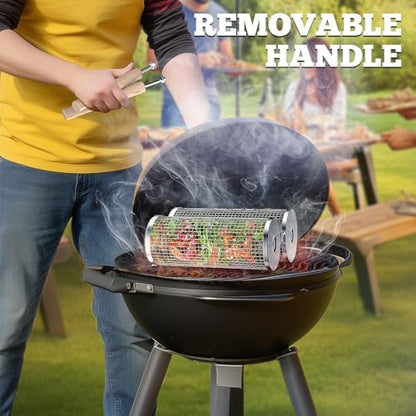 Rolling Grill Basket, Grilling Accessories, Outdoor Camping, Gifts for