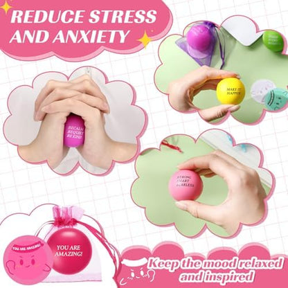 Meooeck 60 Set Relief Ball Gift with 60 Card 60 Organza Bag for Adults