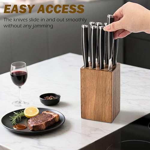 8 Slots Steak Knife Block Holder, 5.5" Wooden Small Knife Block