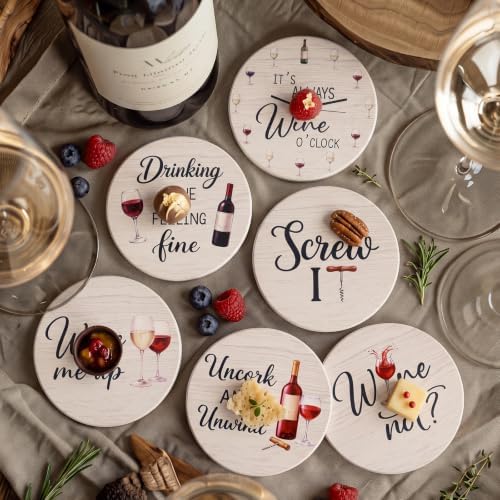 Rtteri Wine Coasters for Drinks Set of 8 Absorbent Ceramic Coasters