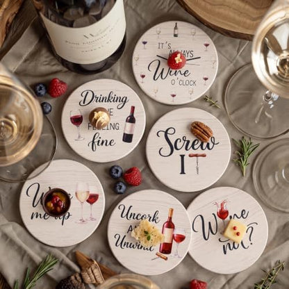 Rtteri Wine Coasters for Drinks Set of 8 Absorbent Ceramic Coasters