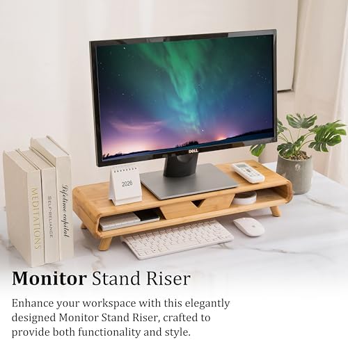 Homerays Bamboo Monitor Stand Riser, No Assembly Required Exquisite