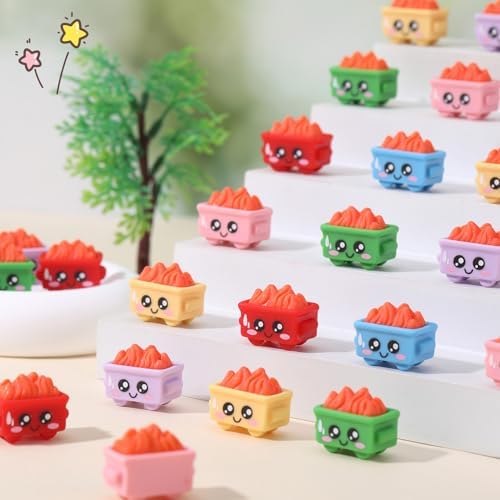 24Pcs Mini Dumpster Fire Figurines, Resin Dumpster Trash Shape