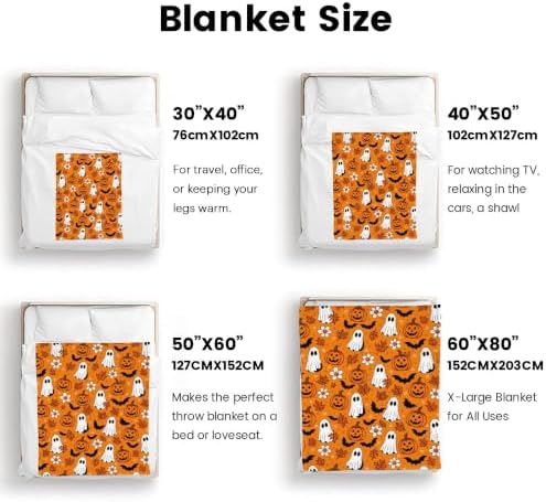 Halloween Cute Ghost Vintage Throw Blanket,Soft Cozy Flannel All