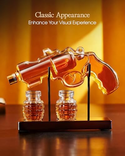 Kollea Novelty Whiskey Decanter Gift Set with 2 Grenade Glasses